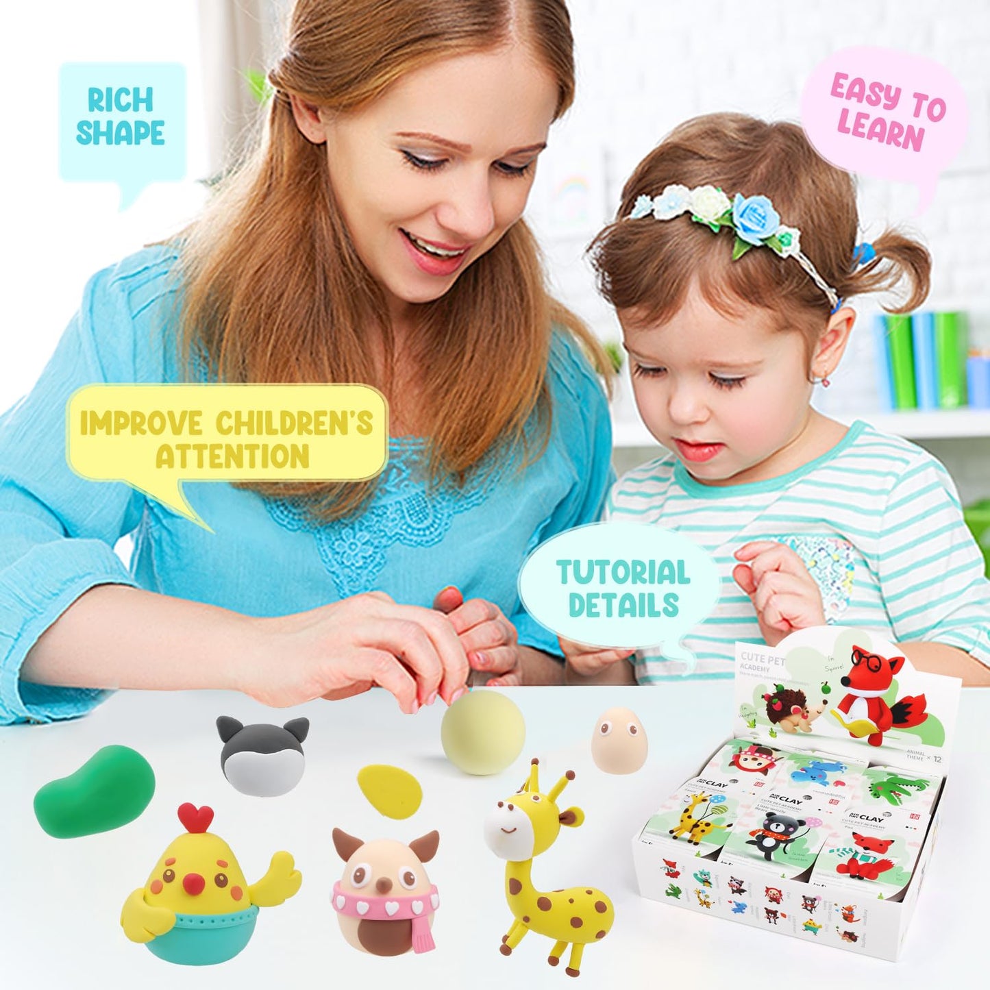 LOUFOR Air Dry Clay Kits for Kids – Safe, Non-Toxic, No-Bake Fun