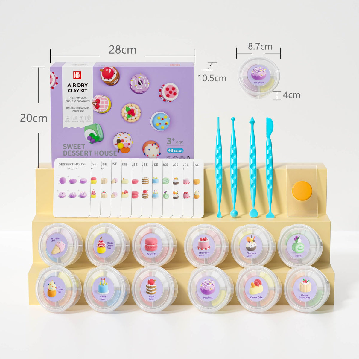 LOUFOR Air Dry Clay Kit – 48 Colors, 12 Cans, Safe Non-Toxic Modeling Clay for Kids