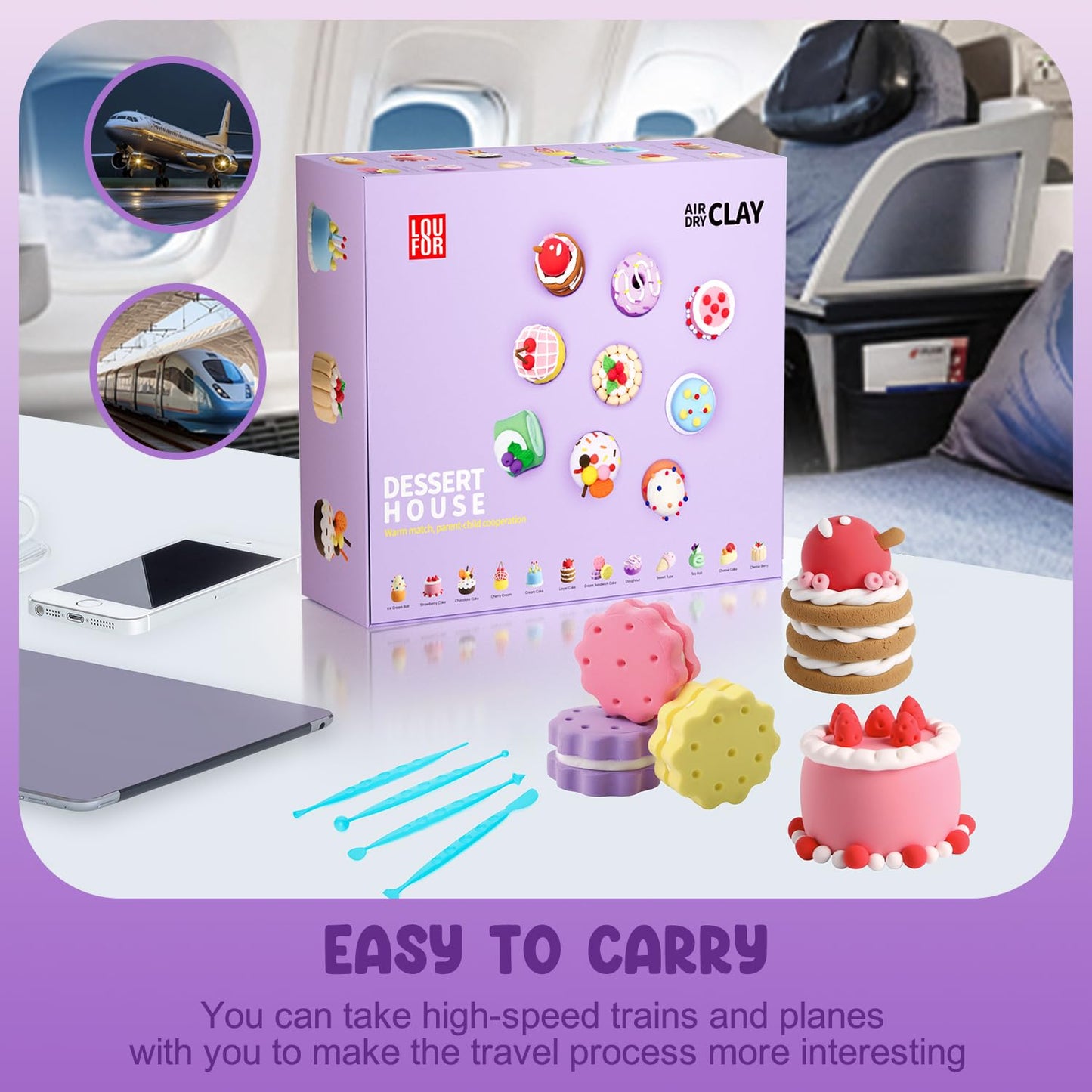 LOUFOR Air Dry Clay Kits – 12-Box Colorful Modeling Clay Set with Tools & Tutorials | Safe, Non-Toxic