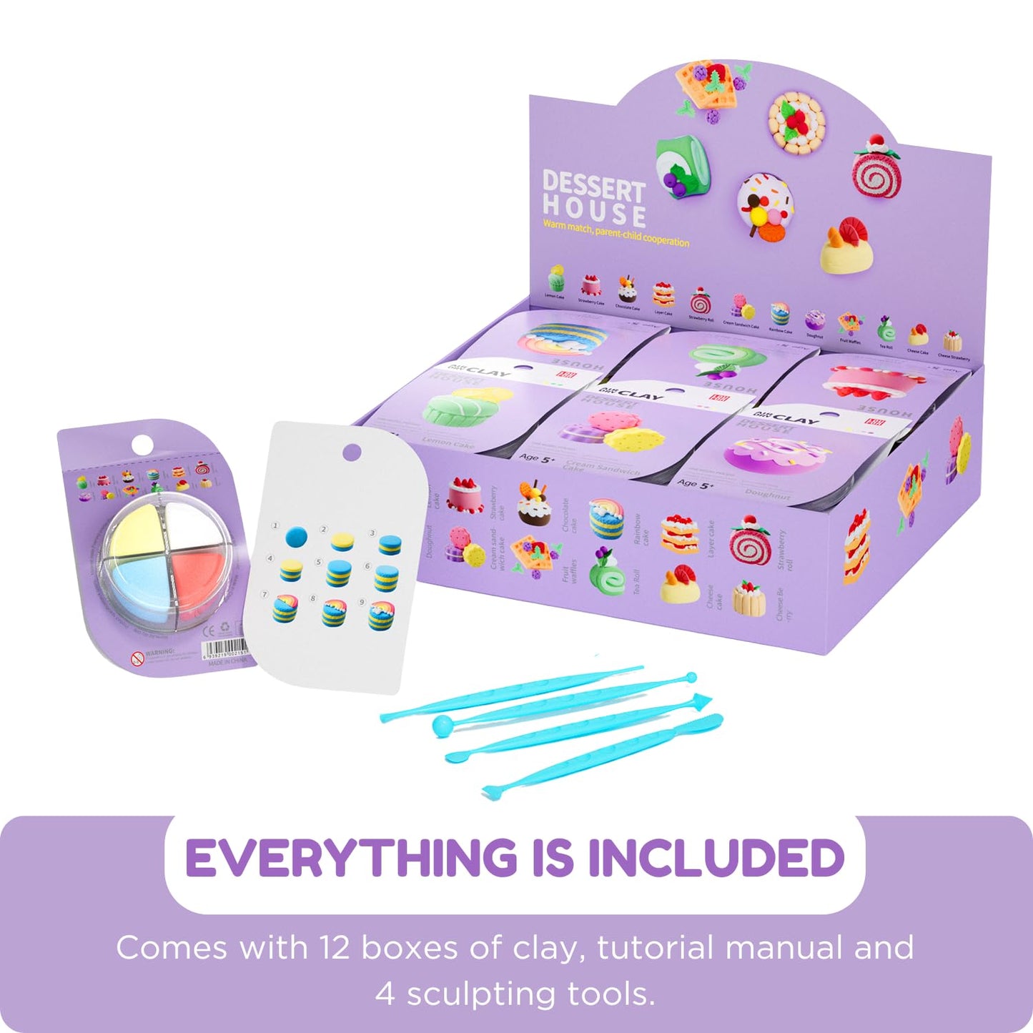 LOUFOR Air Dry Clay Kit for Kids — Safe, Non-Toxic, 12-Color Set + Tools & Tutorials