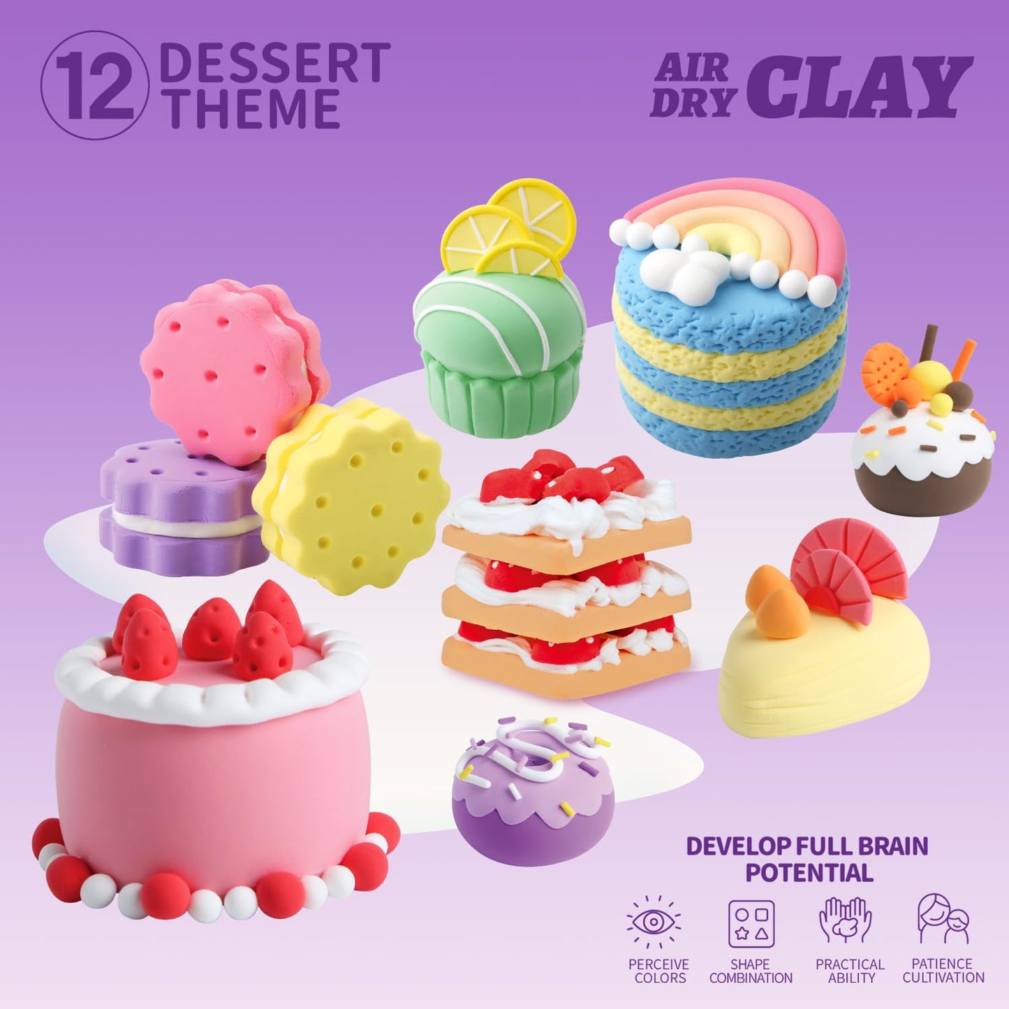 LOUFOR Air Dry Clay Kit for Kids — Safe, Non-Toxic, 12-Color Set + Tools & Tutorials