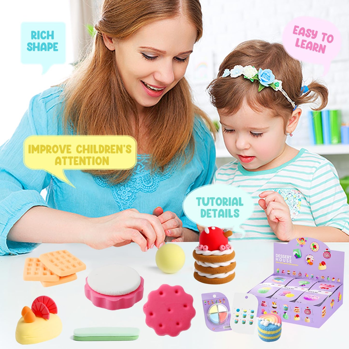 LOUFOR Air Dry Clay Kit for Kids — Safe, Non-Toxic, 12-Color Set + Tools & Tutorials