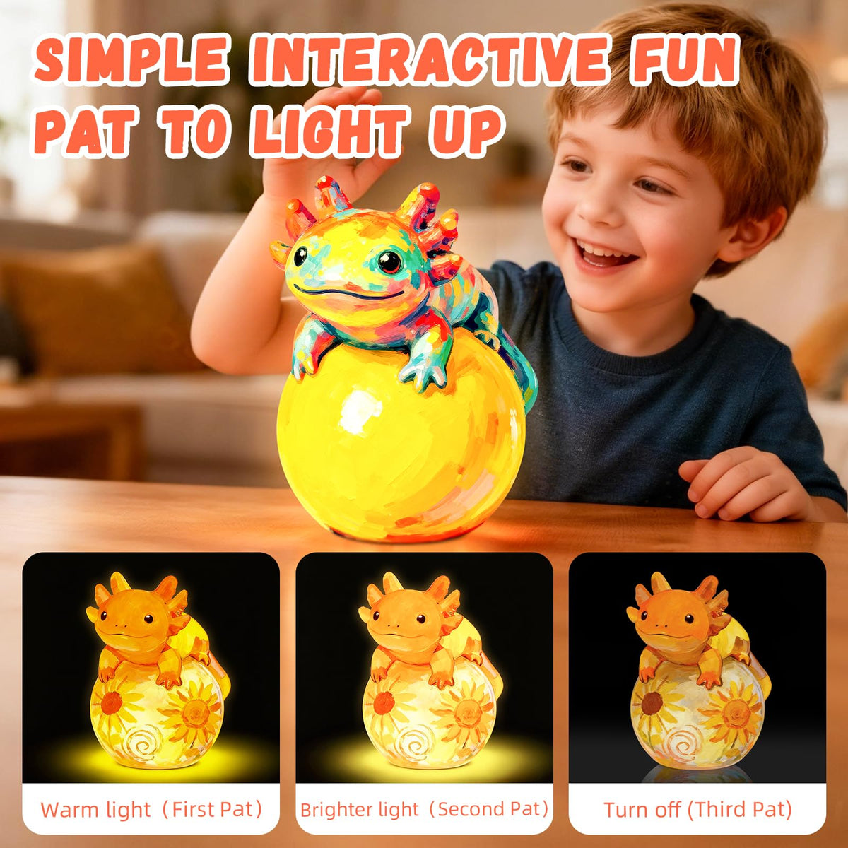 Loungelore Paint Your Own Axolotl Lamp Kit – Tap Light DIY Crafts for Kids