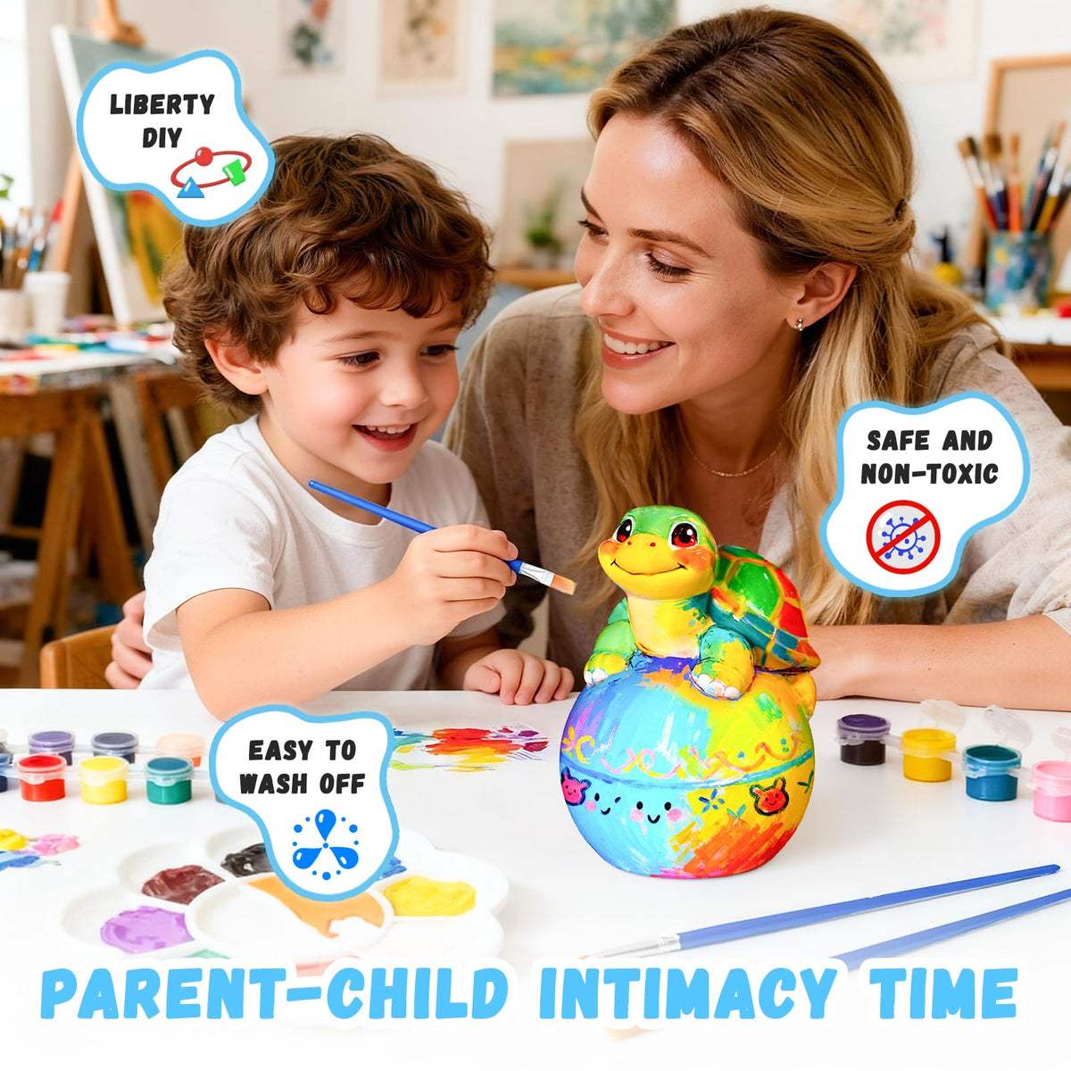 Loungelore Paint Your Own Turtle Lamp Kit – DIY Kids Craft & Night Light