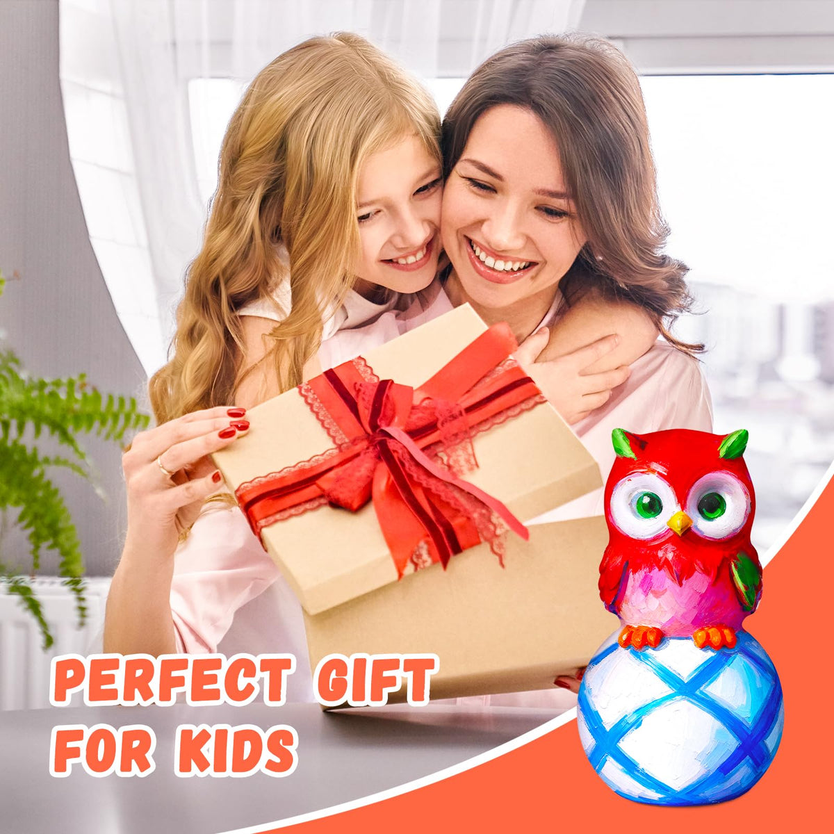 Loungelore Paint Your Own Owl Lamp Kit – DIY Owl Night Light for Kids (Ages 3-12+)
