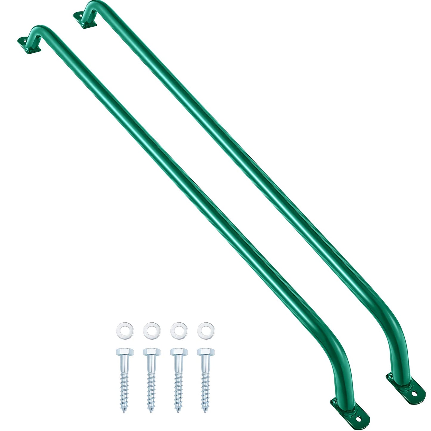 Lounsweer 2 Pcs Green Metal Safety Handles – 37-Inch Playground Ladder Grabs