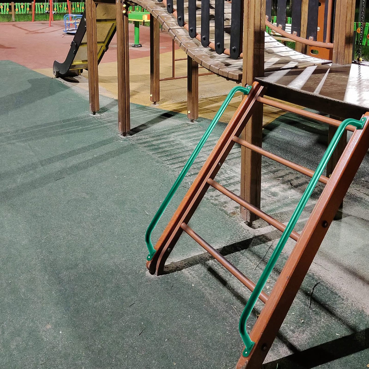 Lounsweer 2 Pcs Green Metal Safety Handles – 37-Inch Playground Ladder Grabs