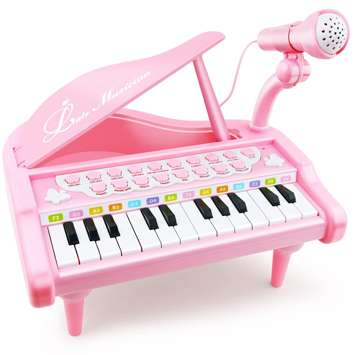 Love&Mini 24-Key Pink Piano Toy for Girls – Piano Keyboard with Microphone
