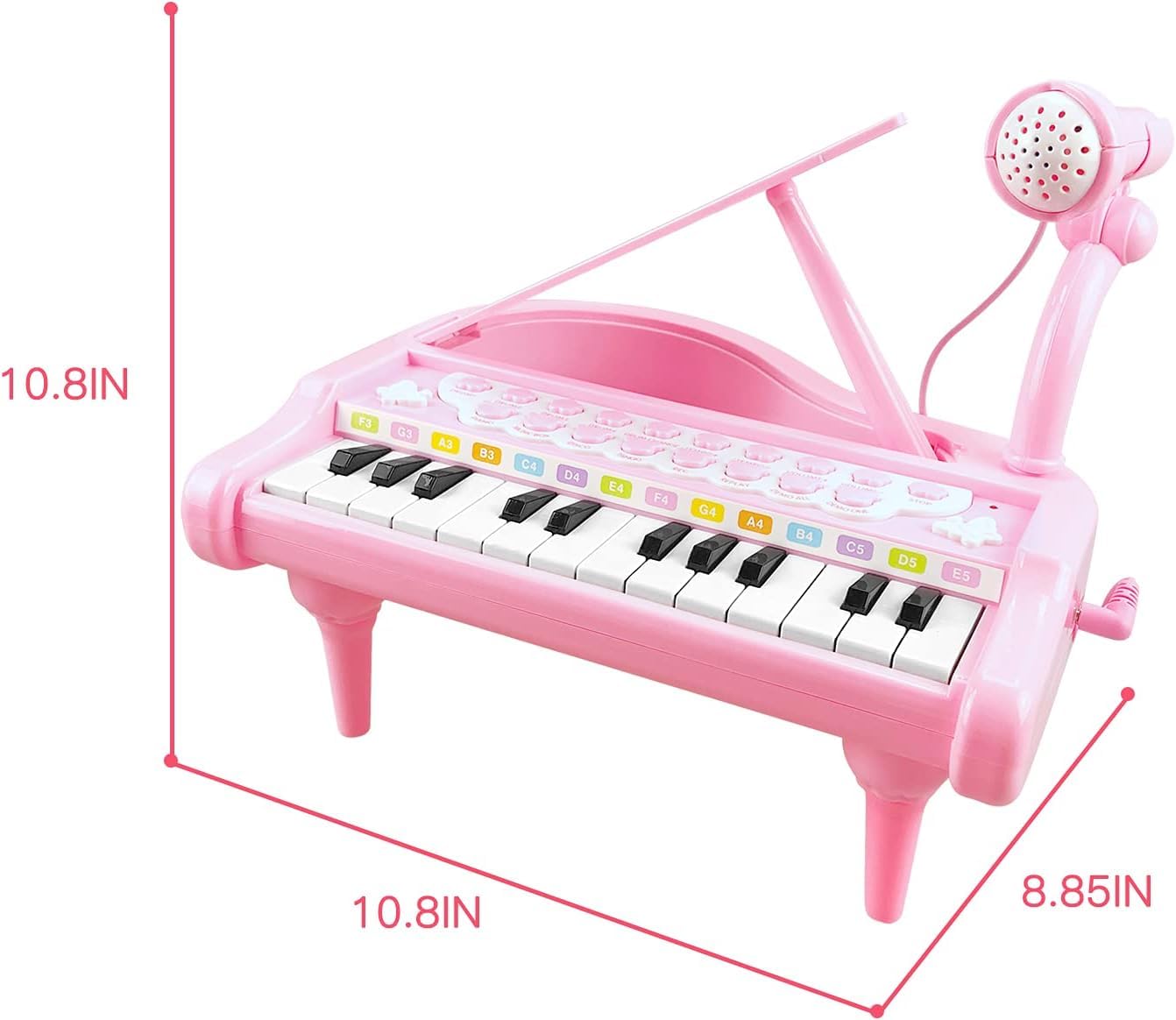 Love&Mini 24-Key Pink Piano Toy for Girls – Piano Keyboard with Microphone