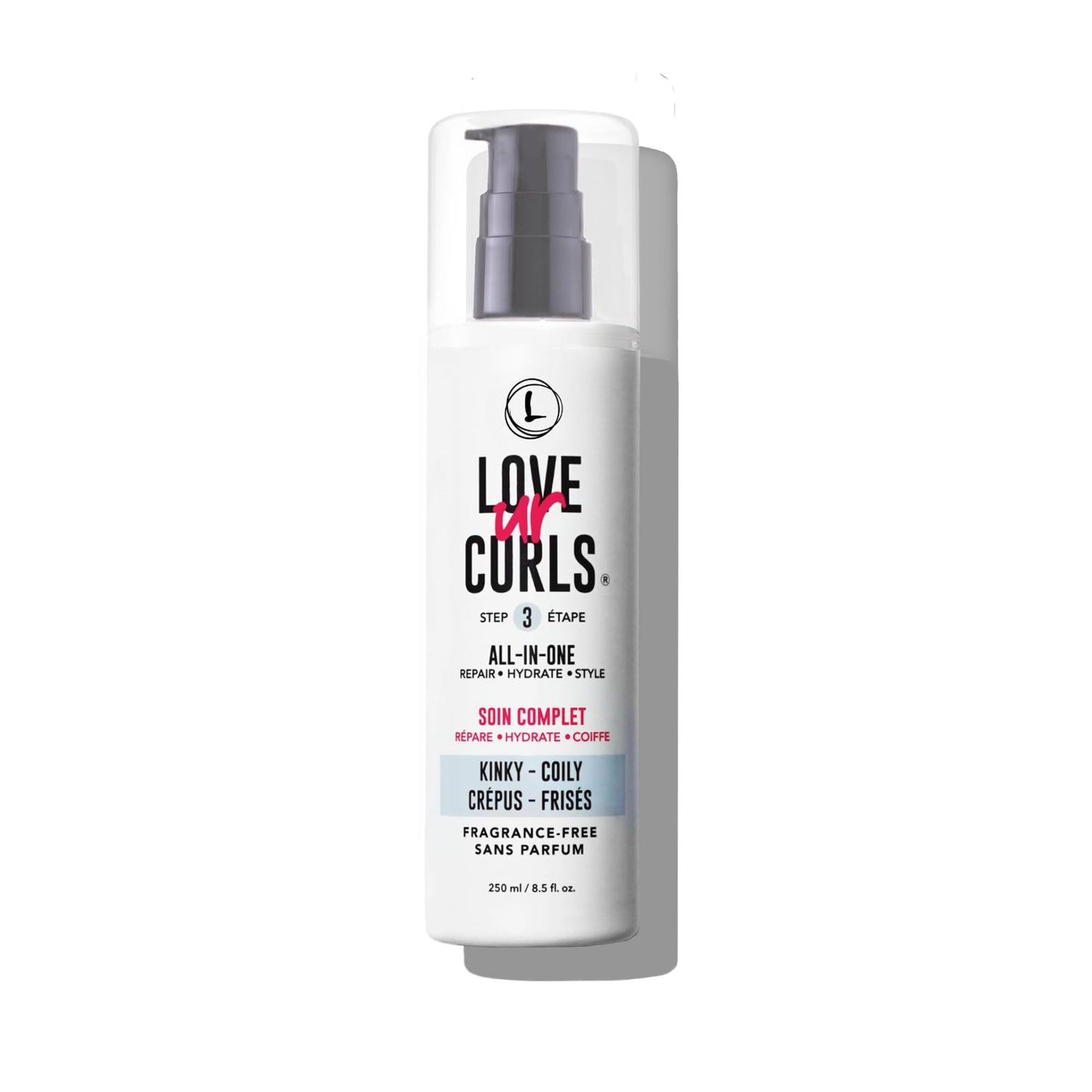 Love Ur Curls Fragrance-Free All-in-One Curl Cream Styler for Kinky Coily Hair, 250mL