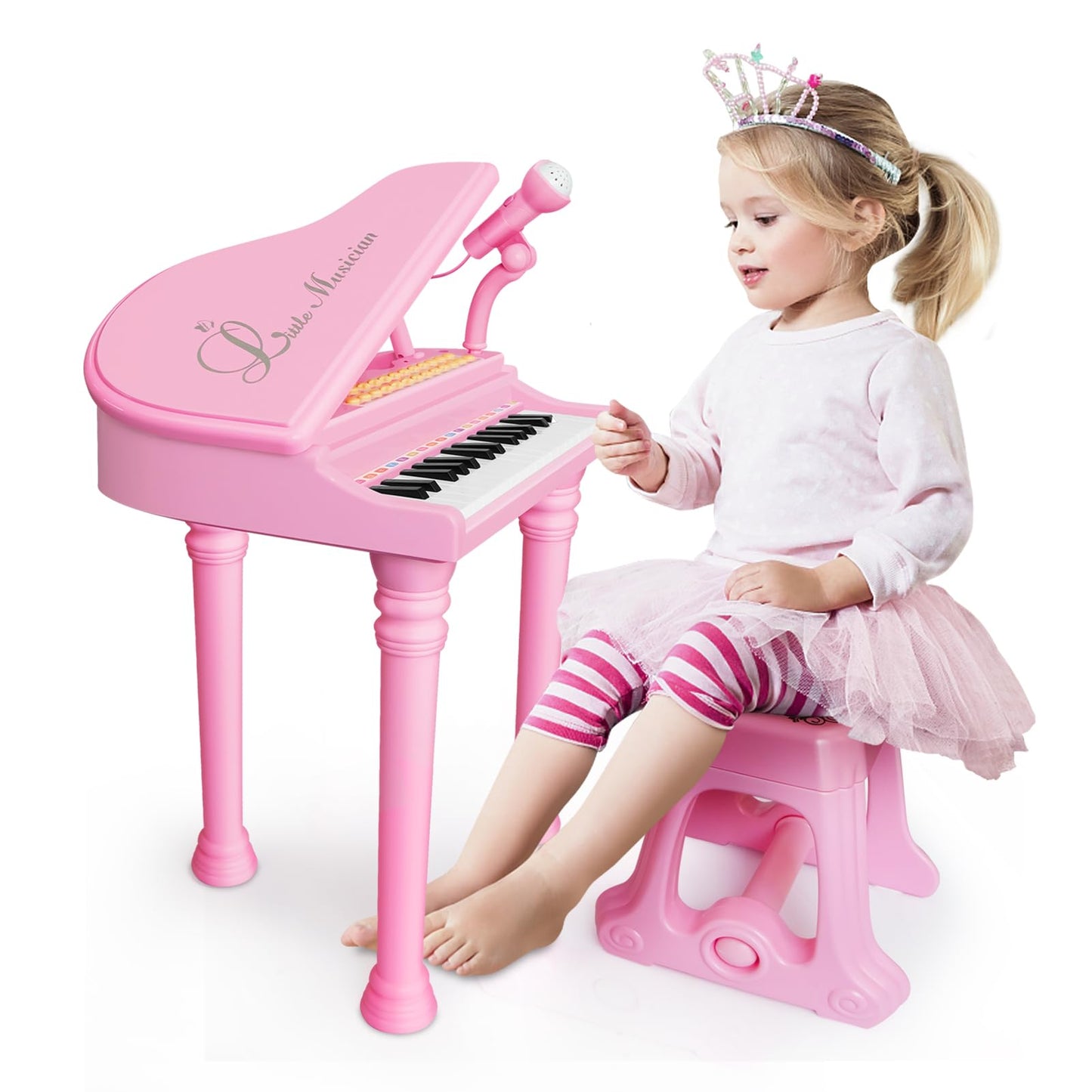 Love&Mini Piano Keyboard Toy for Girls – 31 Keys, Microphone & Stool