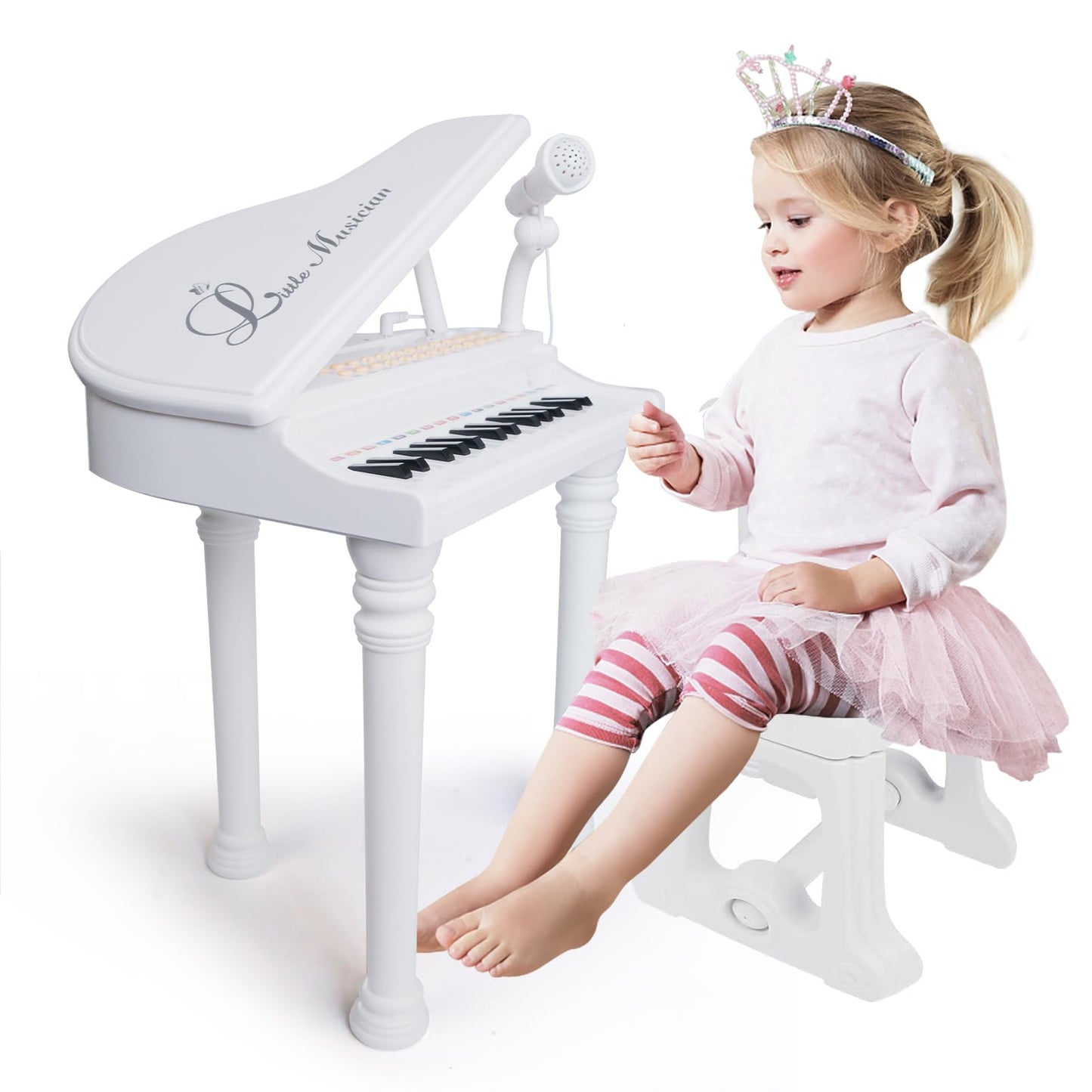 Love&Mini 31-Key Piano Toy Keyboard for Kids 3+ | Mic & Stool
