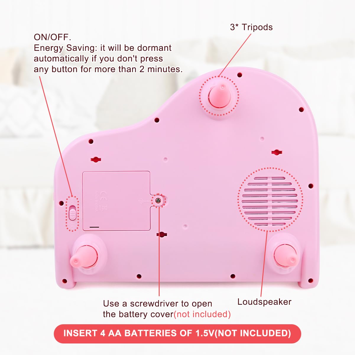 Love&Mini Pink Piano Toy for Toddlers – 24 Keys & Microphone