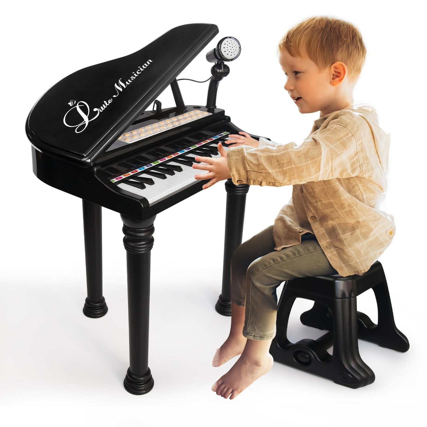 Love&Mini Piano Keyboard Toy – 31 Keys, Microphone & Stool for Kids 3+