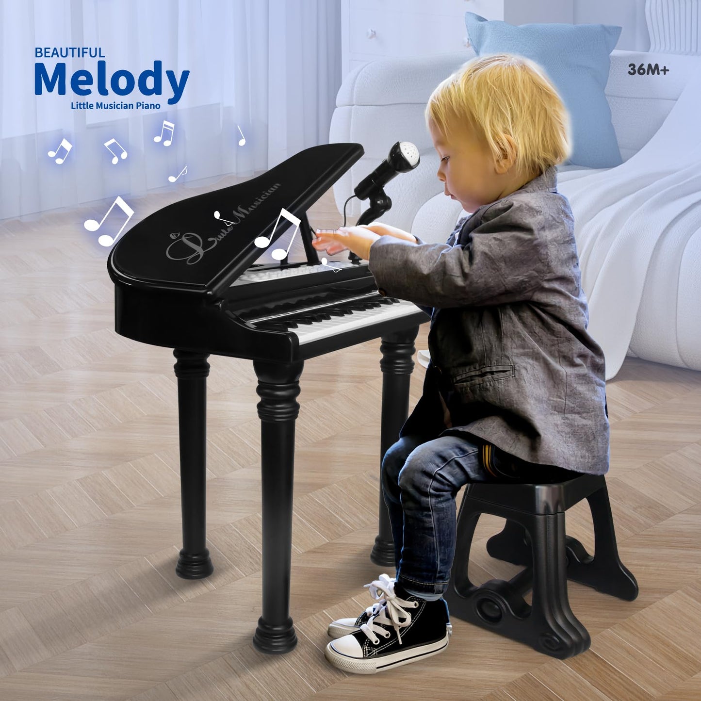 Love&Mini Piano Keyboard Toy – 31 Keys, Microphone & Stool for Kids 3+