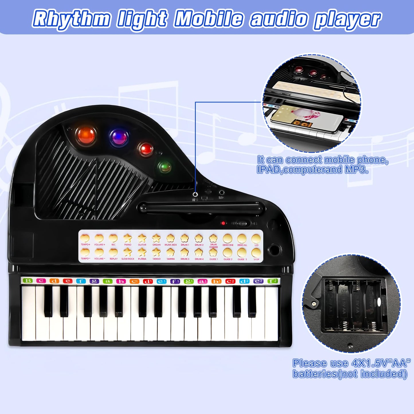 Love&Mini Piano Keyboard Toy – 31 Keys, Microphone & Stool for Kids 3+