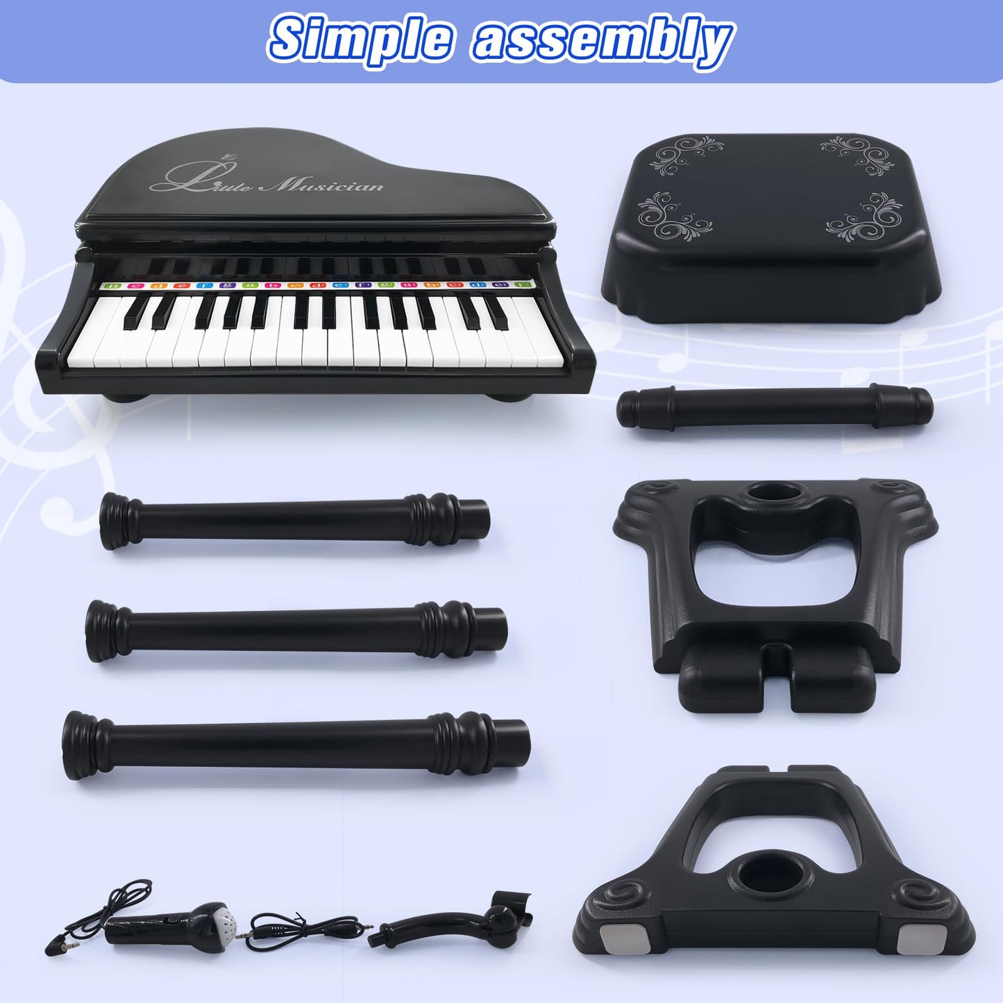 Love&Mini Piano Keyboard Toy – 31 Keys, Microphone & Stool for Kids 3+