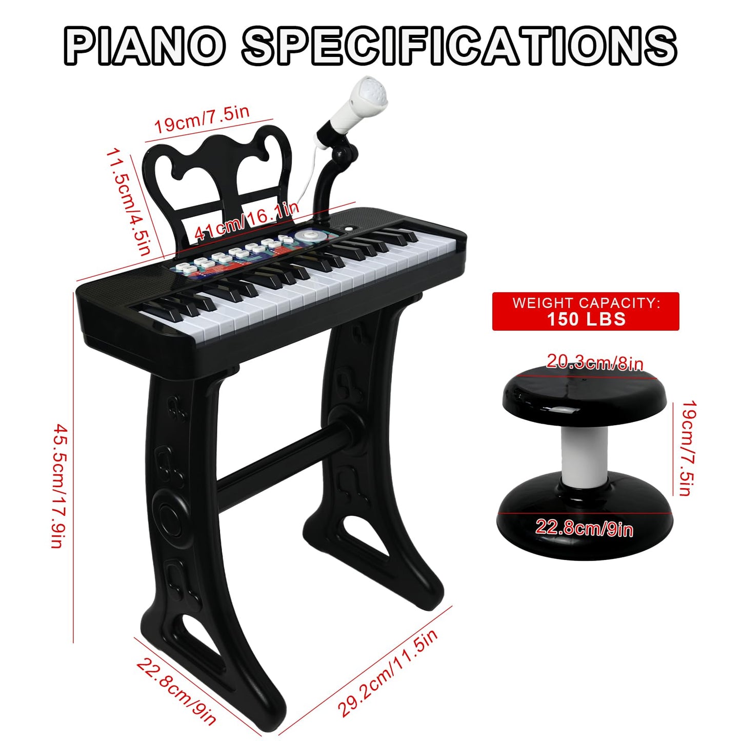 Love&Mini 37-Key Piano Toy for Kids (Ages 3-8) – Stand, Stool & Microphone