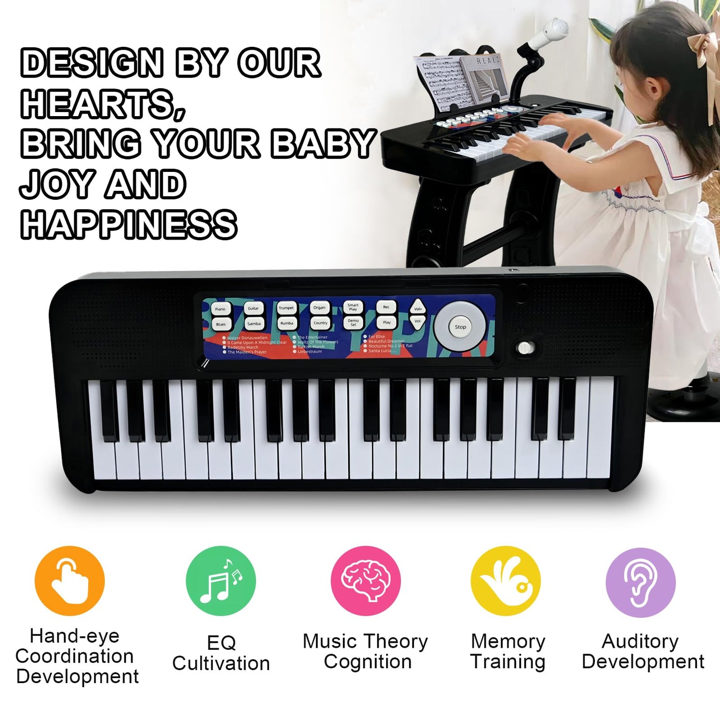 Love&Mini 37-Key Piano Toy for Kids (Ages 3-8) – Stand, Stool & Microphone