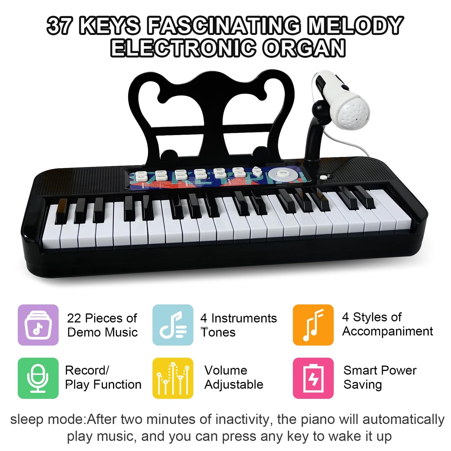 Love&Mini 37-Key Piano Toy for Kids (Ages 3-8) – Stand, Stool & Microphone