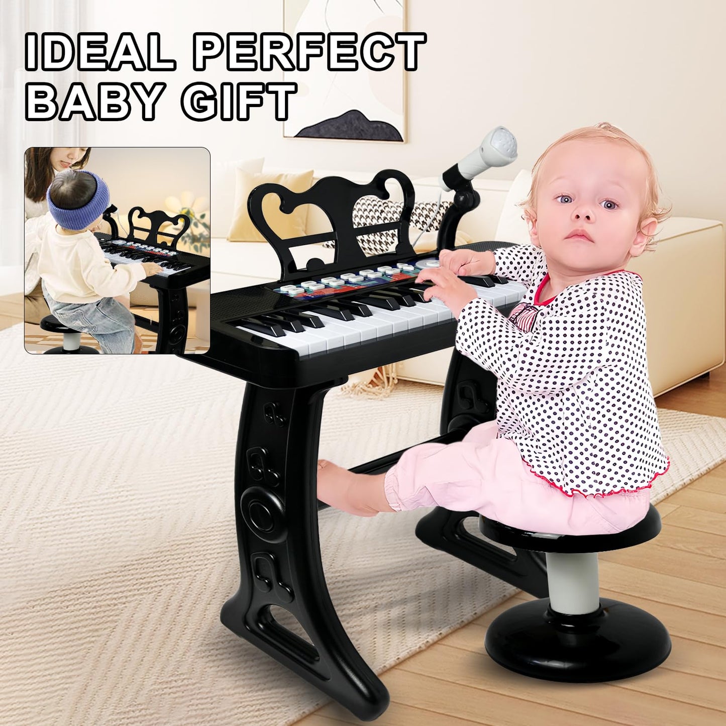 Love&Mini 37-Key Piano Toy for Kids (Ages 3-8) – Stand, Stool & Microphone