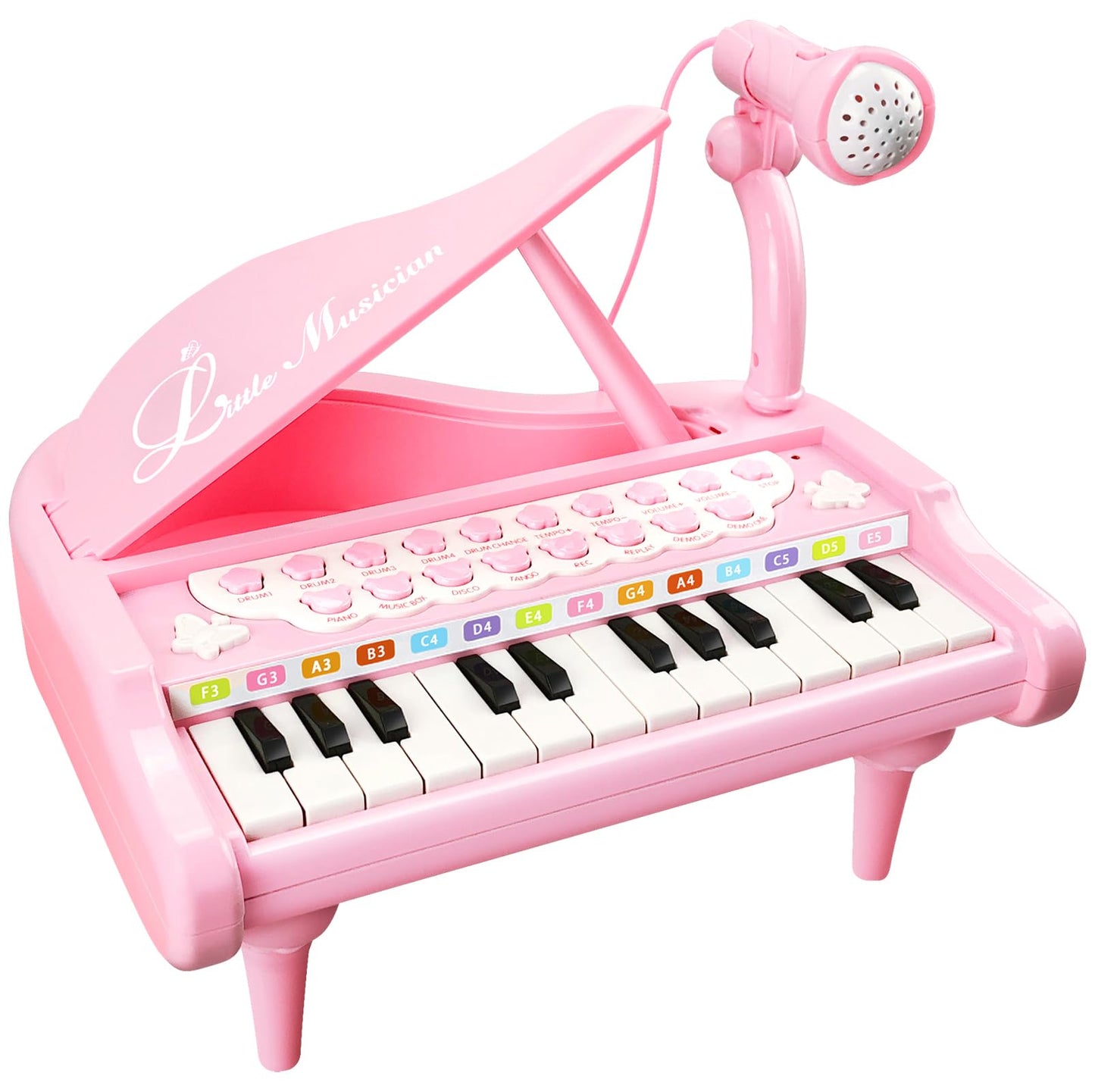 Love&Mini Pink Piano Toy for Toddlers – 24 Keys & Microphone