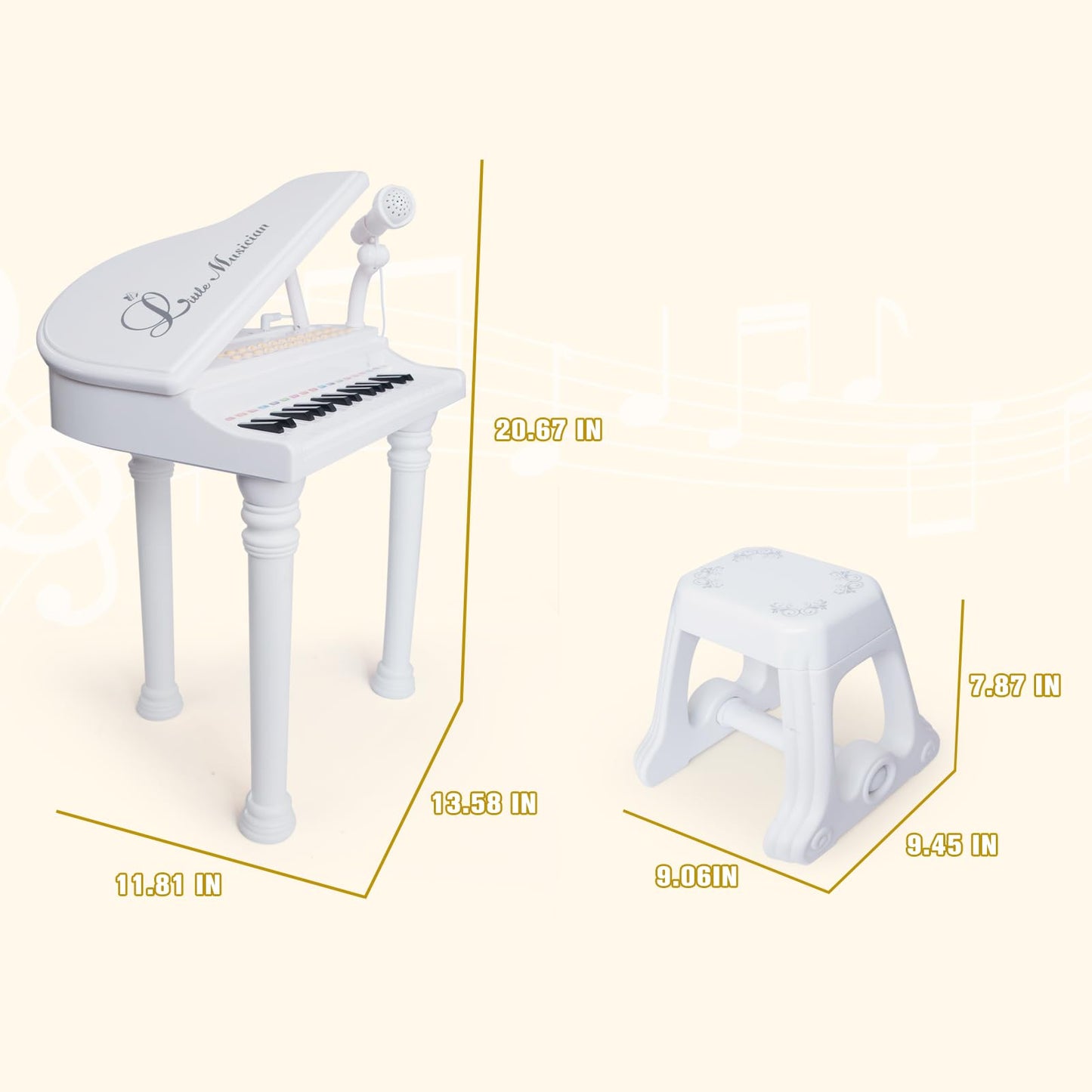 Love&Mini 31-Key Piano Toy Keyboard for Kids 3+ | Mic & Stool