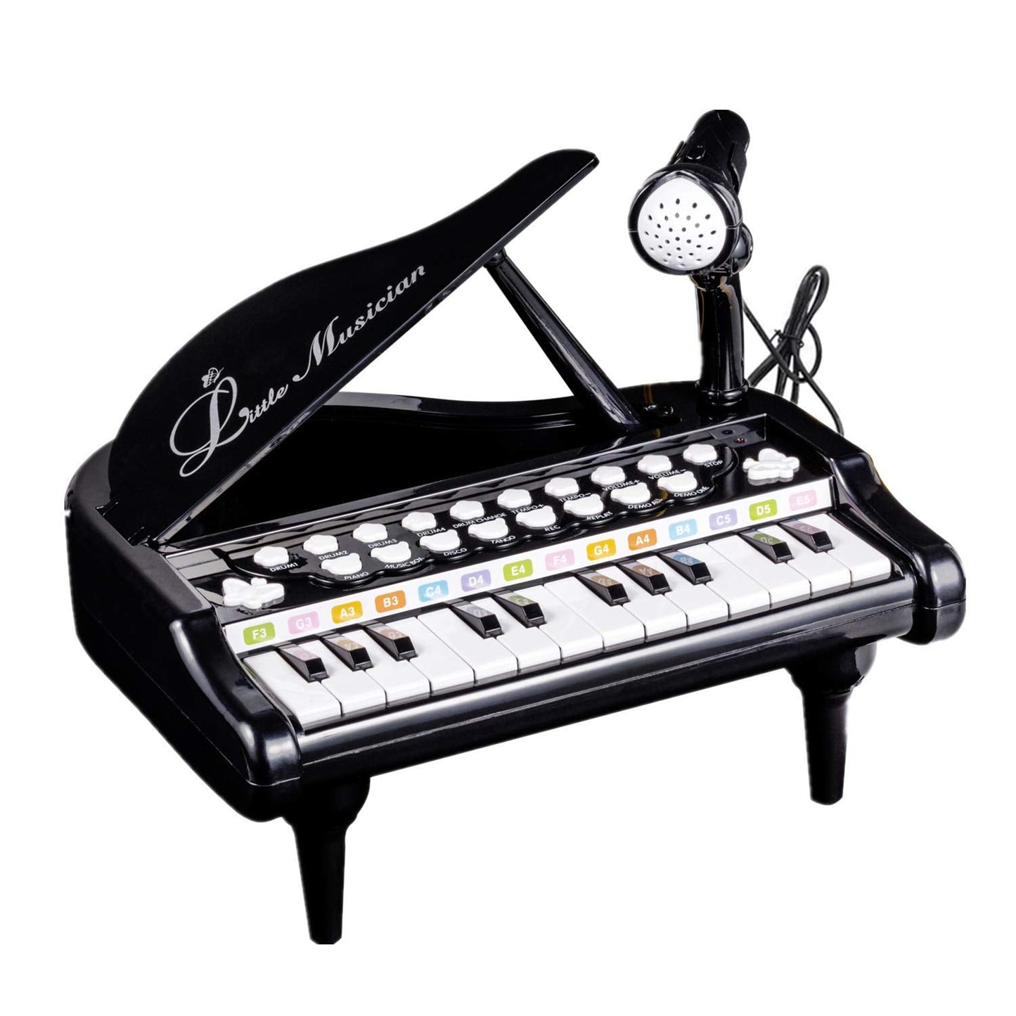 Love&Mini Toddler Piano – 24 Keys Black with Microphone | Beginner Kids Keyboard Toy