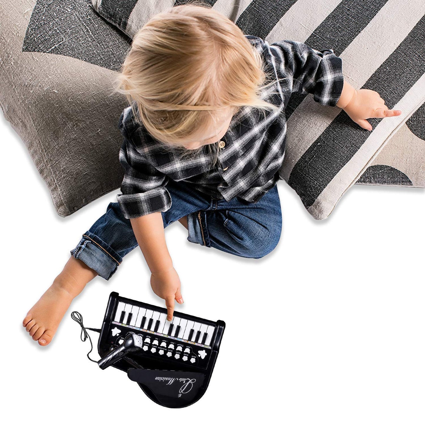Love&Mini Toddler Piano – 24 Keys Black with Microphone | Beginner Kids Keyboard Toy