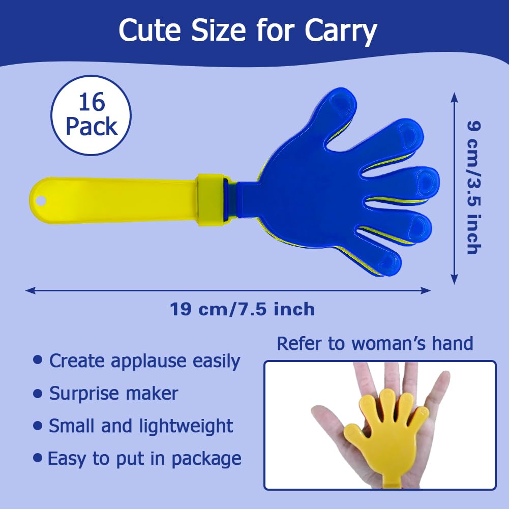 Lovecheer 16PCS Blue & Yellow Hand Clappers – Durable Noisemakers for Sports Events