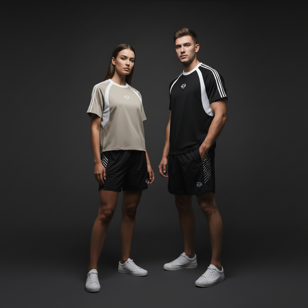 Contrast Stripes Panel Mesh T-Shirt