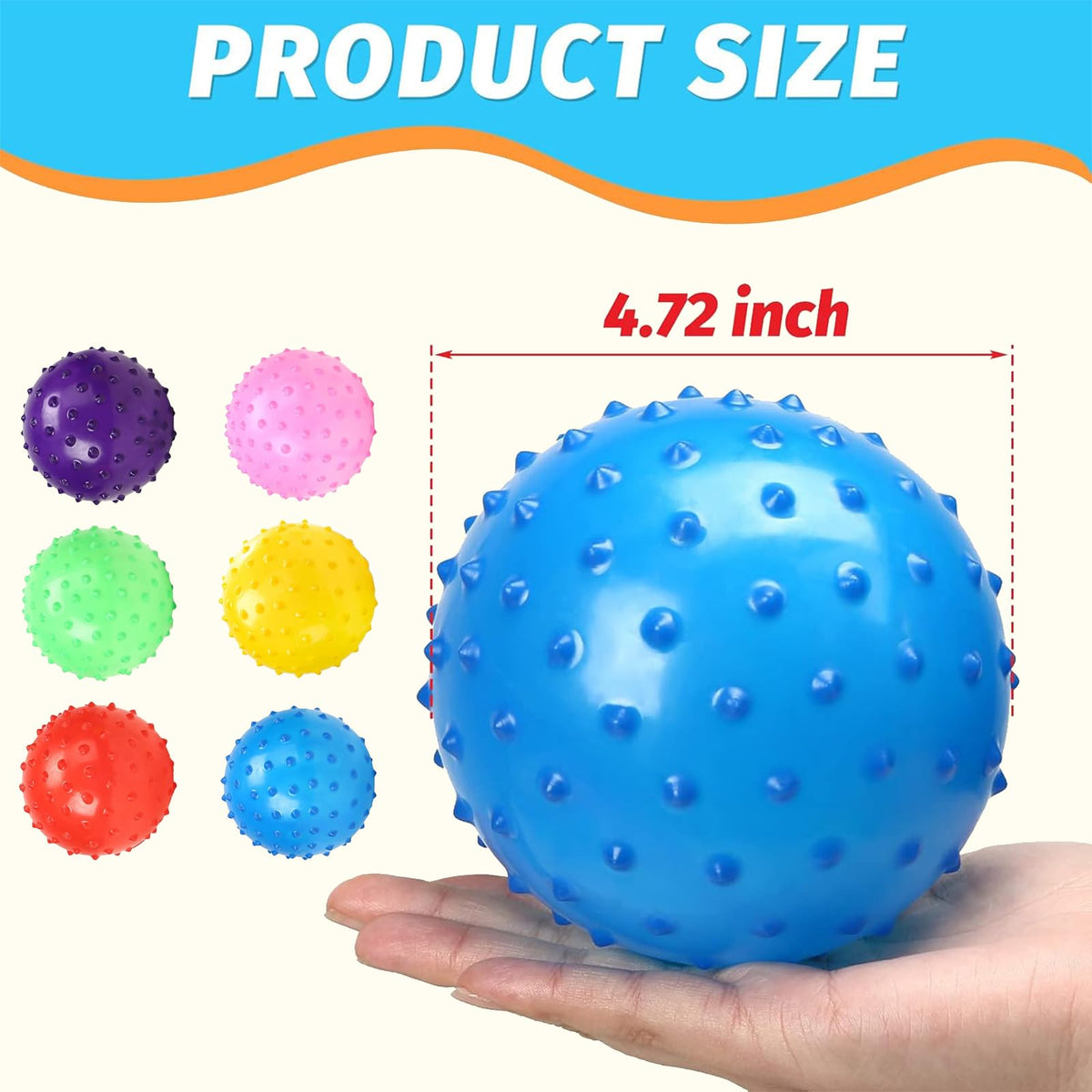 LOVEINUSA 12 Pack Bouncy Ball Knobby Massage Ball – 5-inch Spiky Sensory Fidget Toy with Pump