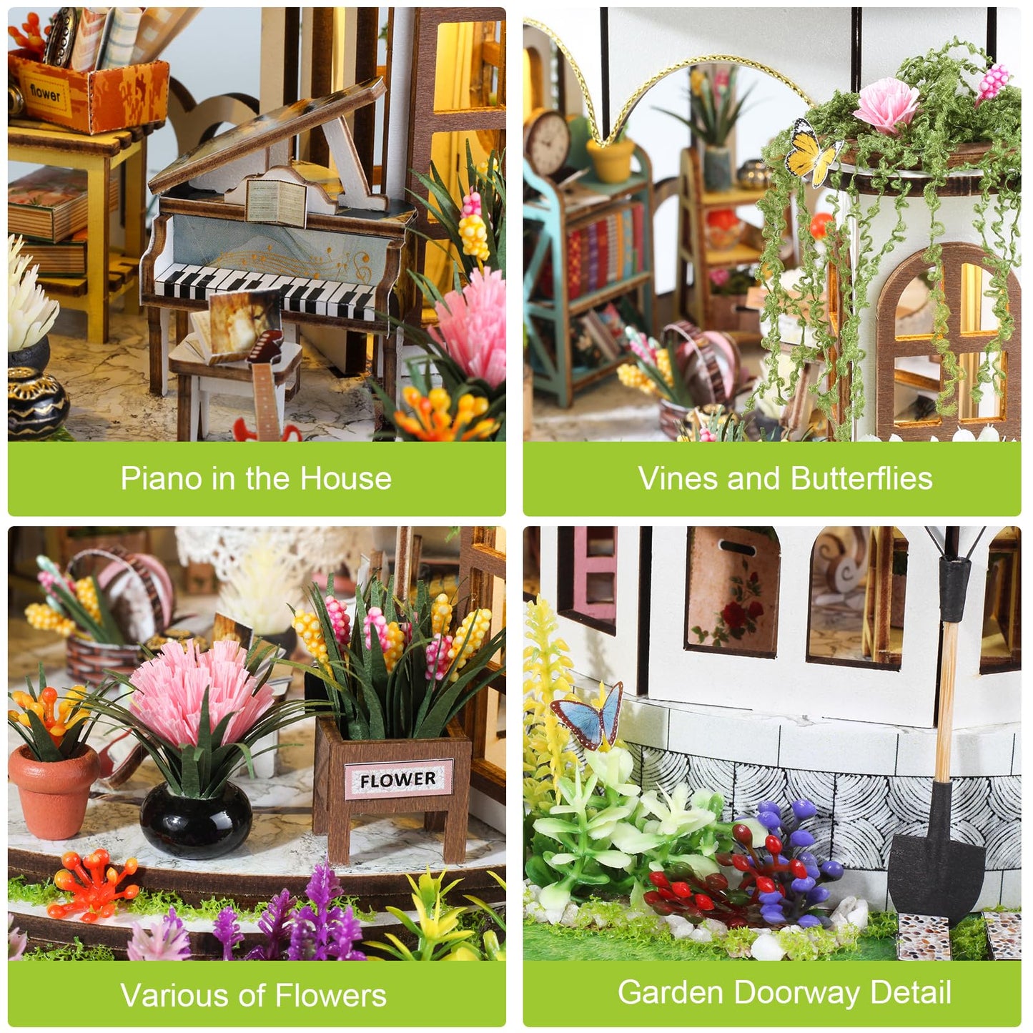 Lovelyhome DIY Miniature House Kit: Hanging Garden with LED | Dollhouse Craft for Adults & Teens