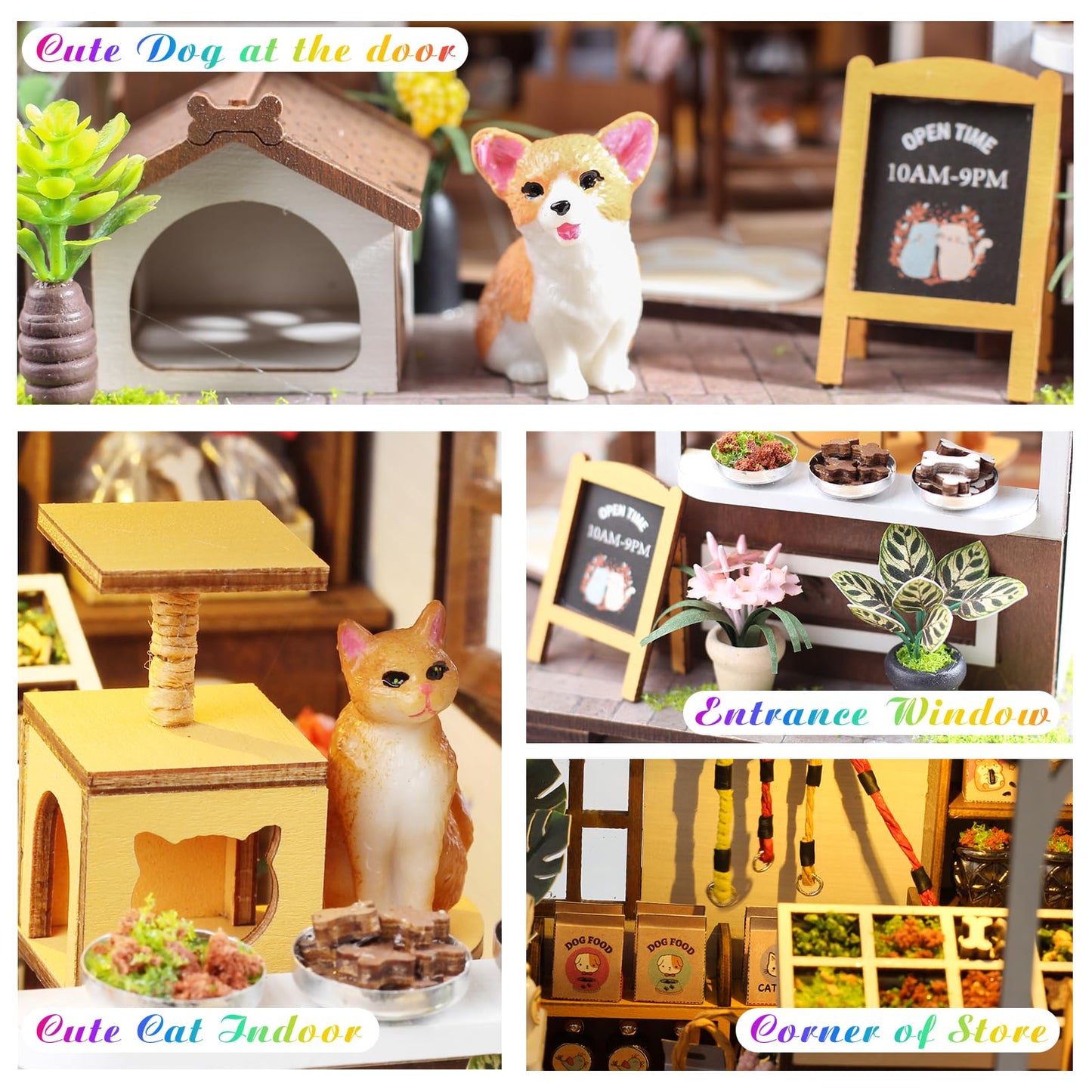 Lovelyhome DIY Miniature House Kit – Tiny Pet Shop with LED & Furniture