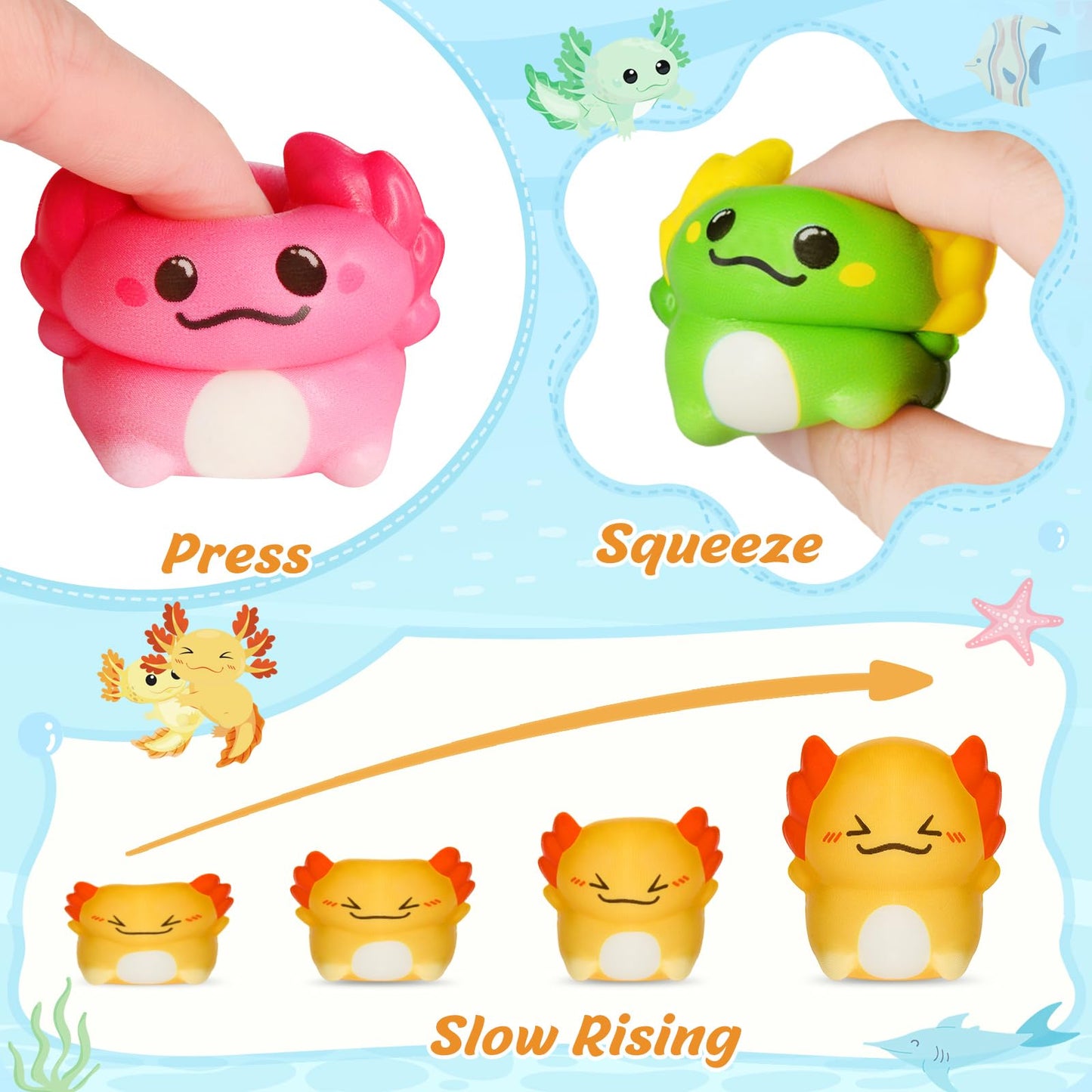 LovelyJn Valentines Day Axolotl Squishy Toys – 24 Pack for Classroom Parties & Gift Exchanges