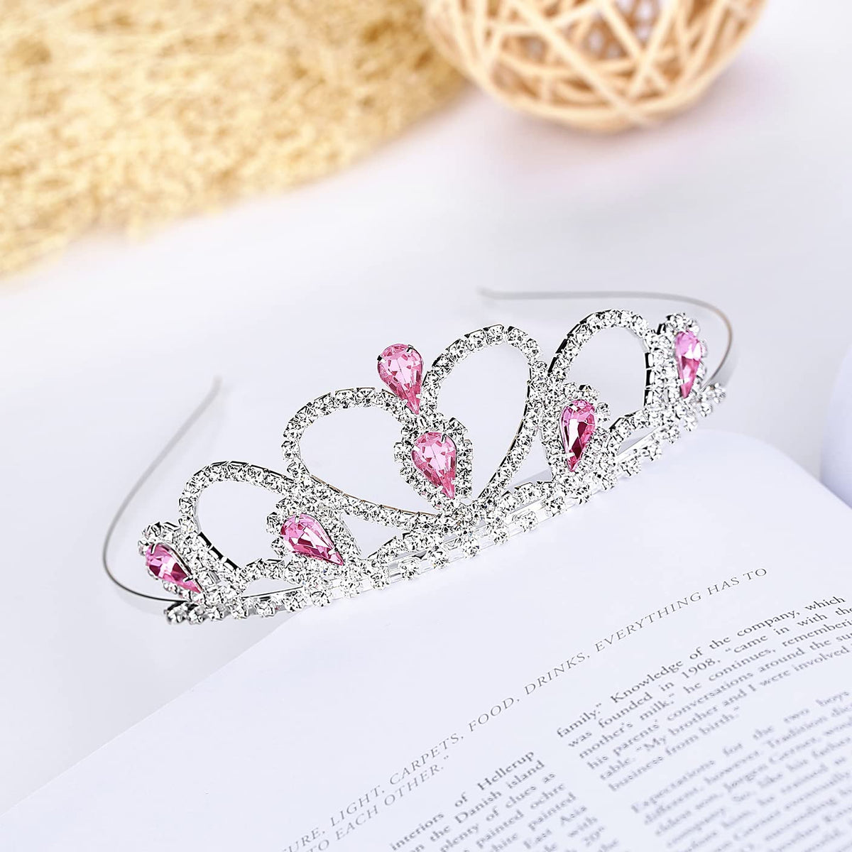 Lovelyshop Pink Gems Rhinestone Tiara for Kids – Princess Party Crown