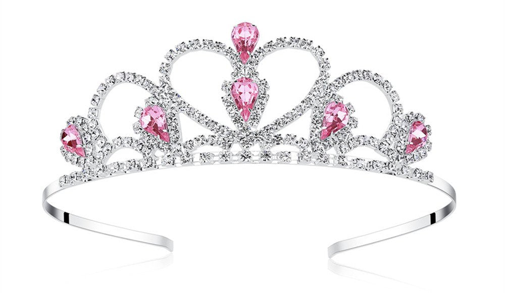 Lovelyshop Pink Gems Rhinestone Tiara for Kids – Princess Party Crown
