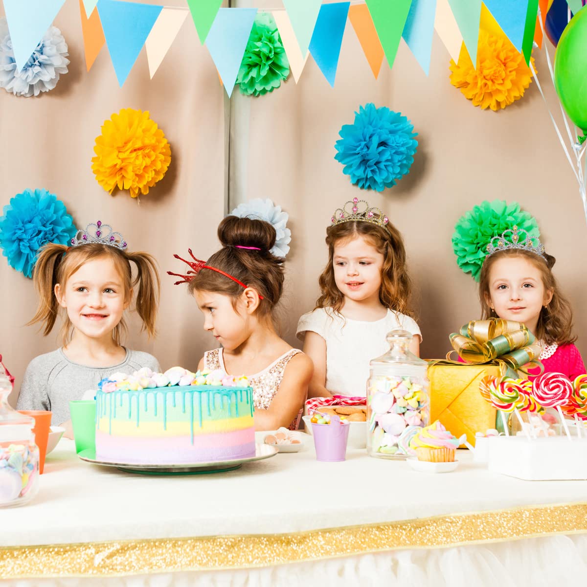 Lovelyshop Pink Gems Rhinestone Tiara for Kids – Princess Party Crown