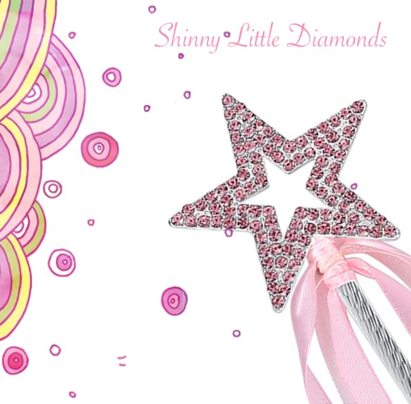Lovelyshop Pink Crystal Star Fairy Wand with Ribbon – Dress-Up & Halloween Prop for Girls