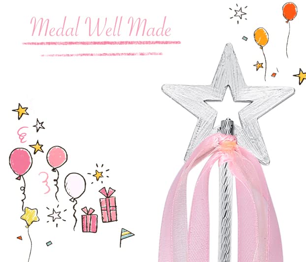 Lovelyshop Pink Crystal Star Fairy Wand with Ribbon – Dress-Up & Halloween Prop for Girls