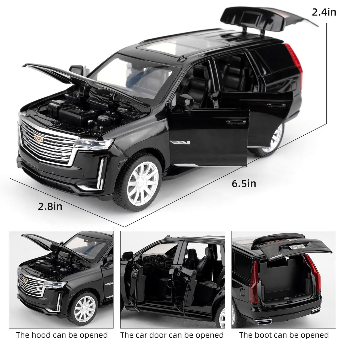 LOVEPOSELY 1:32 Escalade Diecast Model – Pull-Back Car with Sound and Lights
