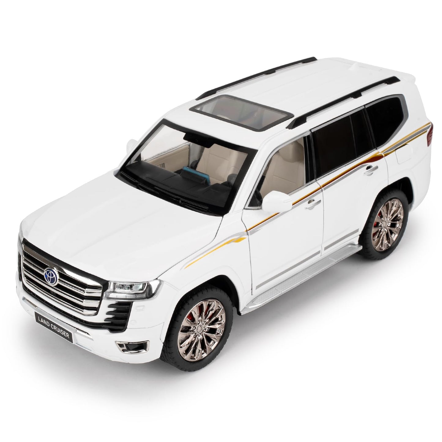 LOVEPOSELY 1:18 LC300 Diecast Car with Lights & Sounds – White