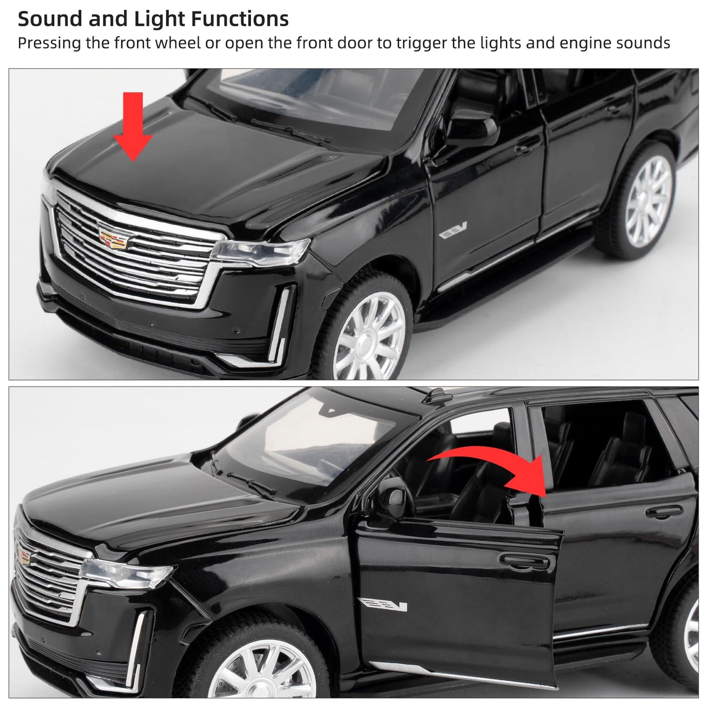 LOVEPOSELY 1:32 Escalade Diecast Model – Pull-Back Car with Sound and Lights