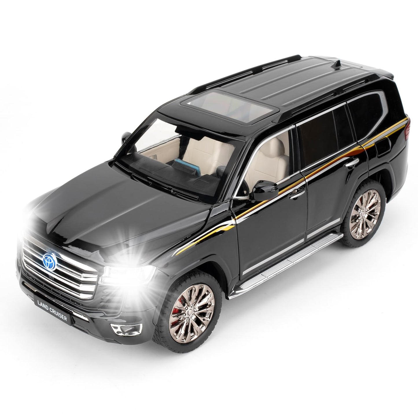 LOVEPOSELY 1:18 LC300 Diecast Model Car – Pull Back with Lights & Sounds, Black