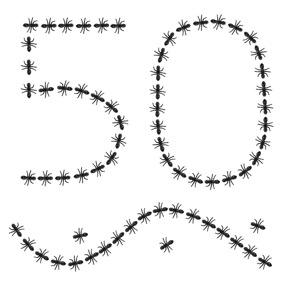 LovesTown 50 PCS Plastic Ants – Realistic Fake Ants for Pranks, Halloween & Party Decor