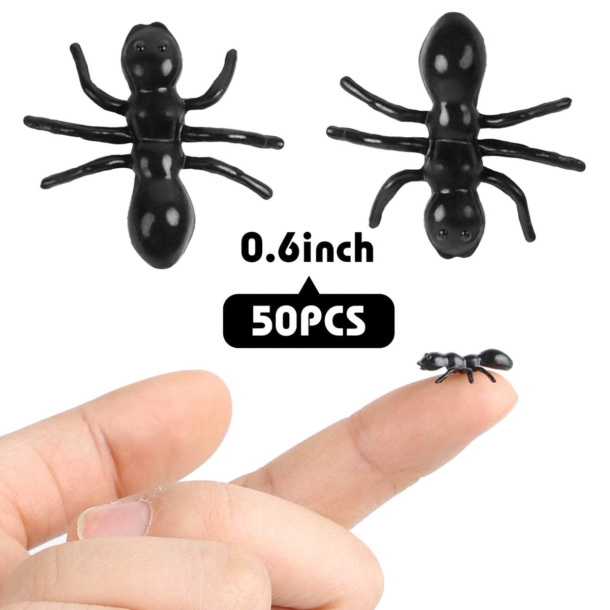 LovesTown 50 PCS Plastic Ants – Realistic Fake Ants for Pranks, Halloween & Party Decor