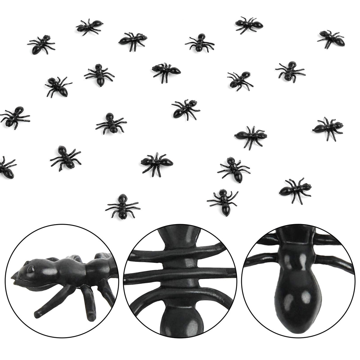 LovesTown 50 PCS Plastic Ants – Realistic Fake Ants for Pranks, Halloween & Party Decor
