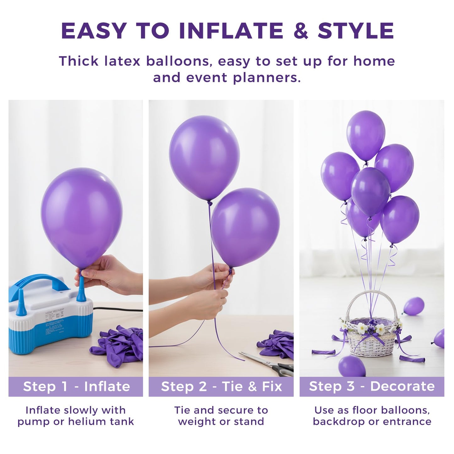 LovesTown 110PCS Purple Balloons – 12-Inch Latex Party Arch & Garland Set