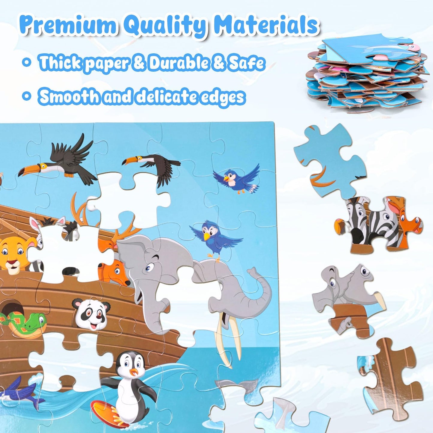 LovesTown Floor Puzzle for Kids – Jumbo Animal Puzzle, 48 Pieces, 3 x 2 ft