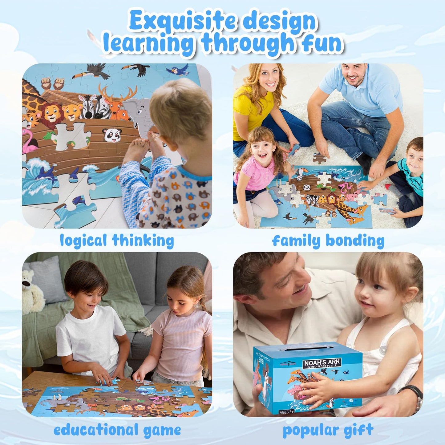 LovesTown Floor Puzzle for Kids – Jumbo Animal Puzzle, 48 Pieces, 3 x 2 ft